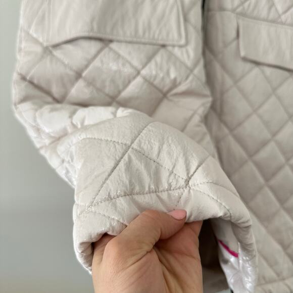 Nikki Jones Montreal Spring 24 Collection Hooded Mid-Length Quilted Vest Cream M - Picture 7 of 12